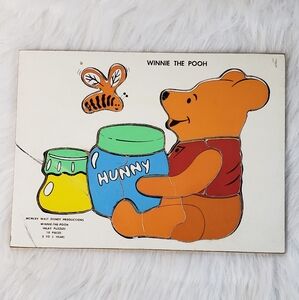 1965 Wooden Puzzle Vintage Disney Winnie the Pooh Wood 2 - 5 Years Toddler Toy